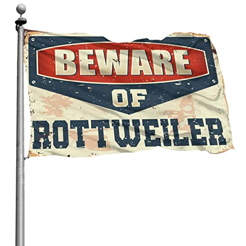 Flaggen für Jungenzimmer Vorsicht vor Rottweiler-Flagge Banner für Zimmer Jungs Mann Höhle Dekor (Größe: 60 x 90 cm) von CakJuice