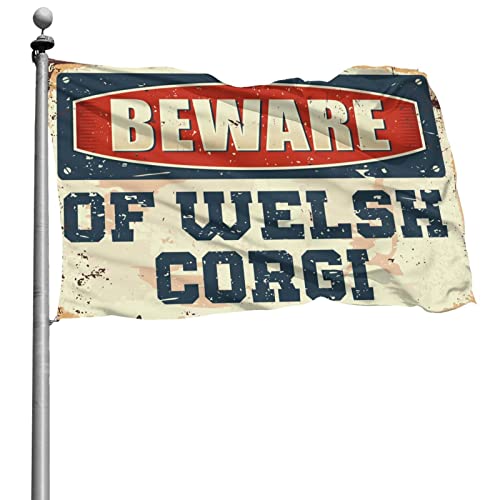 Gartenflaggen, lustige Vorsicht vor walisischer Corgi-Flagge, lustige Zimmerflaggen, lustige Poster für Studentenwohnheim (Größe: 30 x 45 cm) von CakJuice