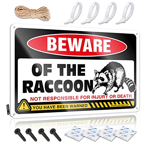 Hofschild Sicherheit Beware of Raccoon Metallschild Hofschild Sicherheit Demokraten Geschenke (Größe: 20 x 30 cm) von CakJuice