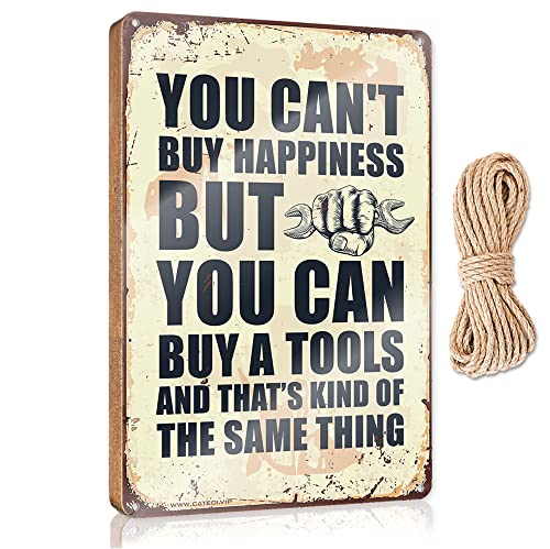 Holzschild mit Aufschrift "You Can't Buy Happiness But You Can Buy A Tools", Geschenk für das Büro (Größe: 15 x 28 cm) von CakJuice