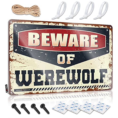 Humor Man Cave Blechschild "Beware of Werwolf" Metallschild Garage Kunst Schreibtisch Dekor für Männer (Größe: 20 x 30 cm) von CakJuice
