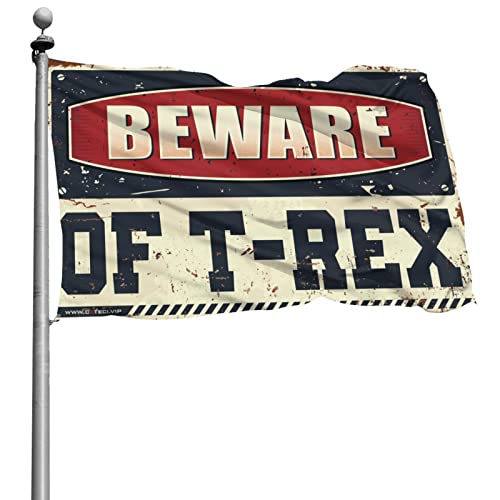 Keller-Männerhöhlen-Dekoration, Vorsicht vor T-Rex-Flagge, Bauernhaus-Dekorationen für Zuhause, Markierungsflaggen (Größe: 152 x 244 cm) von CakJuice
