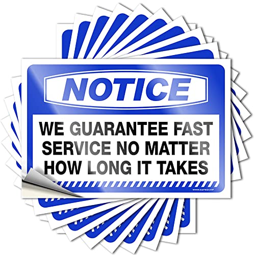Lustige Aufkleber für Autos, Hinweis "We Guarantee Fast Service No Matter How Long It Takes", 10 Stück, Auto-Fensteraufkleber, Warnaufkleber (Größe: 8 x 12 cm) von CakJuice