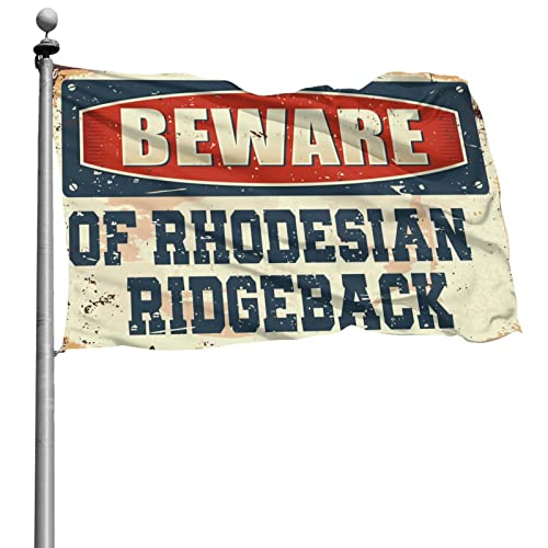 Lustige Flaggen Vorsicht vor Rhodesian Ridgeback Flagge Western Badezimmer Dekor Flaggen für Schlafsäle (Größe: 120 x 180 cm) von CakJuice