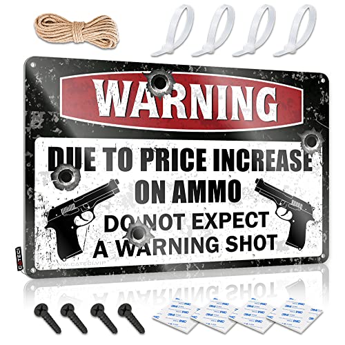 Lustige Hofschilder Warnung aufgrund der Preiserhöhung der Munition, Metallschild, lustige Rasenschilder, Geschenke für Waffenliebhaber (Größe: 20 x 30 cm) von CakJuice