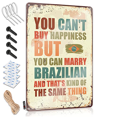 Lustige Home Bar Schilder "You Can't Buy Happiness But You Can Marry", brasilianisches Schild, Wanddekoration, Kaffeebar, offenes Tagesschild (Größe: 20 x 30 cm) von CakJuice