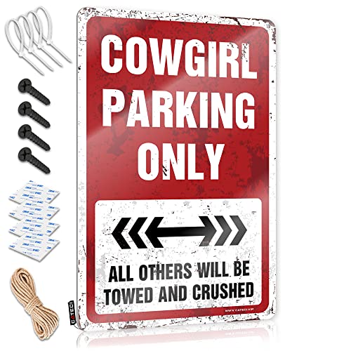 Lustiger Spruch Blechschilder Cowgirl Parking Only Blechschild Bar Rules Schild Teens Stuff (Größe: 20 x 30 cm) von CakJuice
