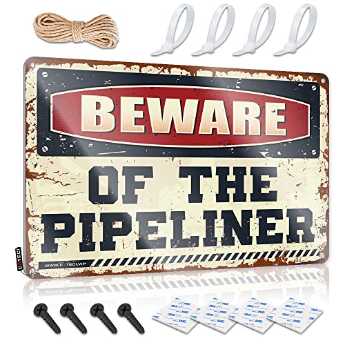 Lustiges Warnschild "Beware Of The Pipeliner" Blechschild Pool Stuff Bar Rules Blechschild (Größe: 20 x 30 cm) von CakJuice