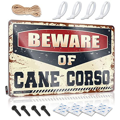 Lustiges Warnschild "Beware of Cane Corso" Blechschild Pool Stuff Bar Rules Blechschild (Größe: 30 x 40 cm) von CakJuice