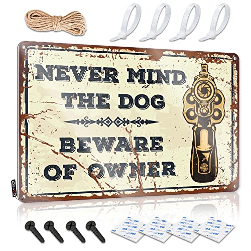 Target Tin Signs Never Mind The Dog Beware of Owner Metal Sign Yard Sign Security We Dont Call 911 Schild (Größe: 20 x 30 cm) von CakJuice