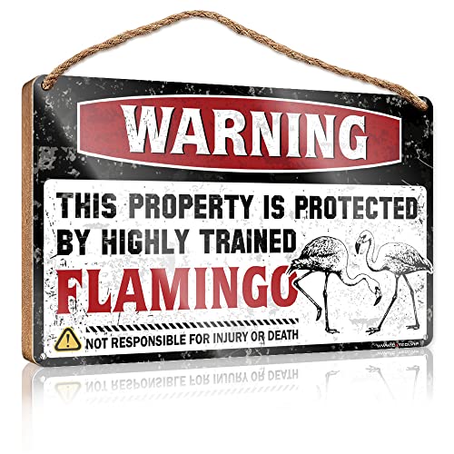 Türschild mit Aufschrift "Work from Home", Aufschrift "Warning This Property is Protected by A Highly Trained Flamingo", Holzschild, Männerhöhle, Möbel, Freunde, Schilder für Heimdekoration (Größe: 23 Türschild mit Aufschrift "Work from Home", Aufschrift "Warning This Property is Protected by A Highly Trained Flamingo", Holzschild, Männerhöhle, Möbel, Freunde, Schilder für Heimdekoration (Größe: 23 von CakJuice