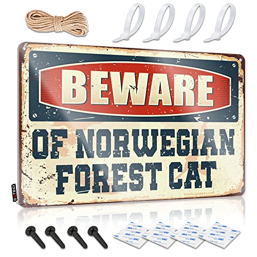 Warning My Neighbor is A Jackass Schild Beware of Norwegische Waldkatze Metallschild No Tresspass Schilder Stuff für Ihr Zimmer (Größe: 30 x 40 cm) von CakJuice