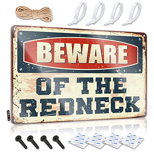 Warnschilder für Zuhause Vorsicht vor dem Redneck Metallschild Eigentum geschützt Blechschild Männerhöhle Dekor (Größe: 20 x 30 cm) von CakJuice
