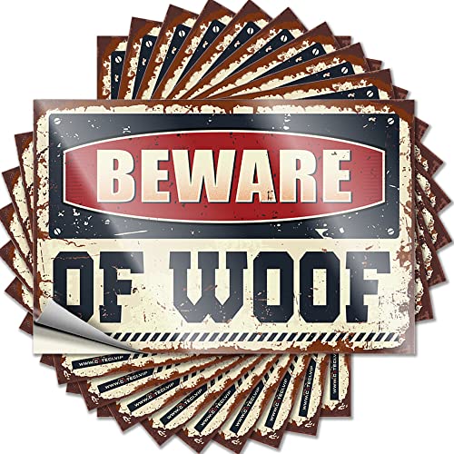Werkzeug-Aufkleber, Aufschrift "Beware of Woof", lustig, 10 Stück, Werkzeug-Aufkleber (Größe: 6 x 9 cm) von CakJuice