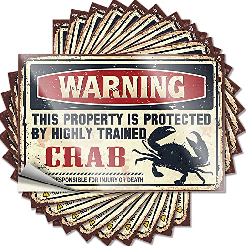 Werkzeug-Aufkleber, Aufschrift "Warning This Property is Protected by A Highly Trained Crab", lustig, 10 Stück, lustige Aufkleber für Zuhause, Auto, Größe: 12 x 18 cm von CakJuice