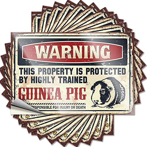 Werkzeug-Aufkleber, Aufschrift "Warning This Property is Protected by A Highly Trained Guinea Pig Funny Sticker 10 Pcs Funny Home Decor Car Stickers Funny (Size : 8X12CM) von CakJuice