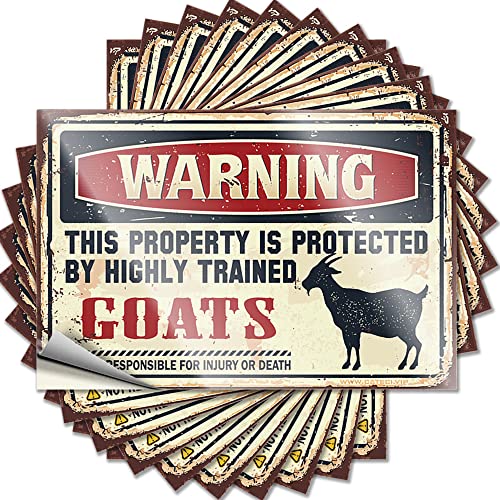 Werkzeug-Aufkleber mit Aufschrift "Warning This Property is Protected by A Highly Trained Goat", lustiger Aufkleber, 10 Stück, Stoßstangen-Aufkleber für Auto (Größe: 6 x 9 cm) von CakJuice