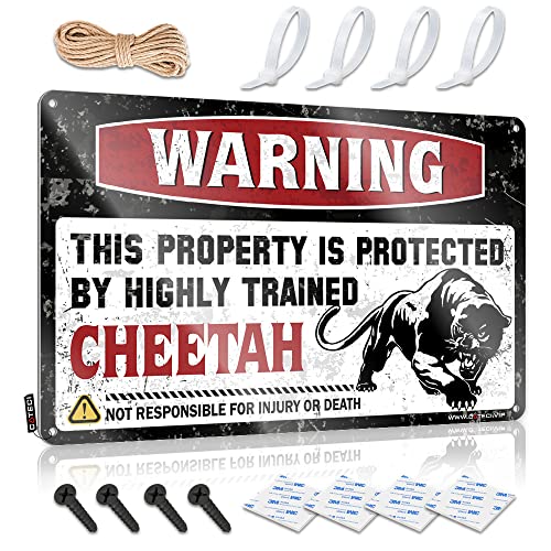 Whiskey Signs for Home Bar Warning This Property is Protected by A Highly Trained Cheetah Blechschild Metallschilder für Männerhöhle Garage Blechschild (Größe: 20 x 30 cm) von CakJuice