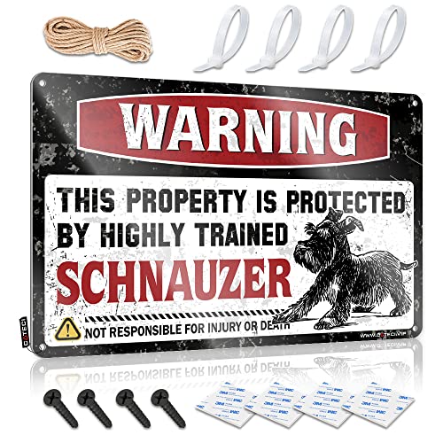 Whiskey Signs for Home Bar Warning This Property is Protected by A Highly Trained Schnauzer Blechschild Metallschilder für Männerhöhle Garage Blechschild (Größe: 30 x 40 cm) von CakJuice