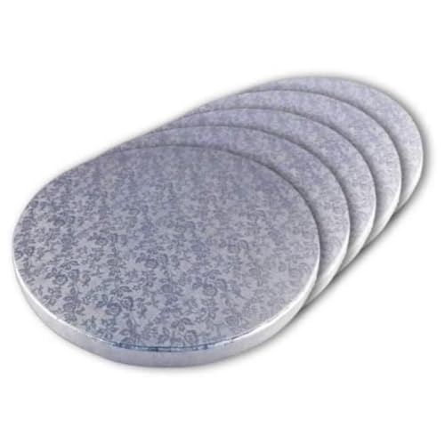 Cake Company Tortenplatte rund 35 cm Ø | 5 Stück, 10mm dick | Cake Board rund | auch für dicke und mehrstöckige Torten | hochwertige silber Alukaschierung von Cake Company