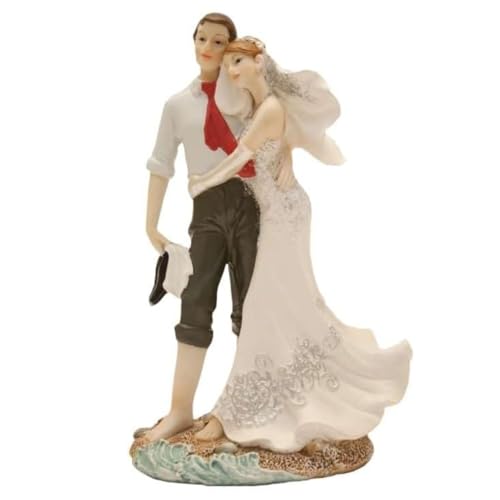Cake Company Cake Topper Brautpaar Barfuss am Strand I Hochzeit Tortendekoration für besondere Momente I Tortenfigur aus hochwertigem Material von Cake Company