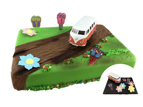 Tortendeko Flower Power Bully Cake Company mit lustigen Sonnen und Flip Flop Pickern | Tortendeko Kindergeburtstag und Geburtstag | Motivtorte Bully von Cake Company