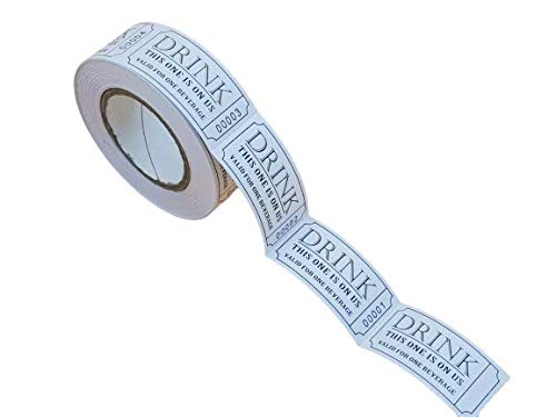 Evelay 250 kostenlose Getränke-Token, Ticket für Hochzeitsfeiern, Veranstaltungen - Weiß, Kunststoff, Minimalistisch, Stickerrolle, Getränkemarke von evelay