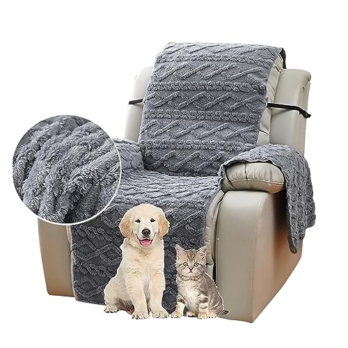 Cakers Liegesofa Sesselbezug, Sesselschoner, Liegestuhlbezug Stretchhusse für Relaxsessel, Jacquard Plüsch Sesselschoner für Recliner Stuhl Sessel, Sofabezug für Hunde Haustiere (Grau,55cm/21in) von Cakers