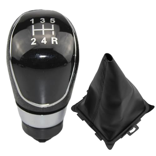 Cakievro Auto Schaltknauf Manuelles 5/6-Gang-Auto-Schalthebel-Abdeckungsset für Ford Fiesta 2008 2009 2010 2011 2012 (Schwarz 5-Gang+Auto Schaltsack) von Cakievro