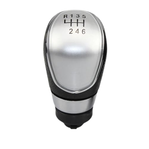 Cakievro Auto Schaltknauf Manuelles 5/6-Gang-Auto-Schalthebel-Abdeckungsset für Ford Fiesta 2008 2009 2010 2011 2012 (Silber 6-Gang) von Cakievro