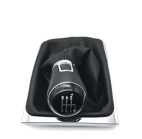 Cakievro Für VW Passat B7 2011 2012 2013 2014 2015 5/6 Gang Schaltknauf mit schwarzem Ledermanschette 3AA711113A (6-Gang) von Cakievro
