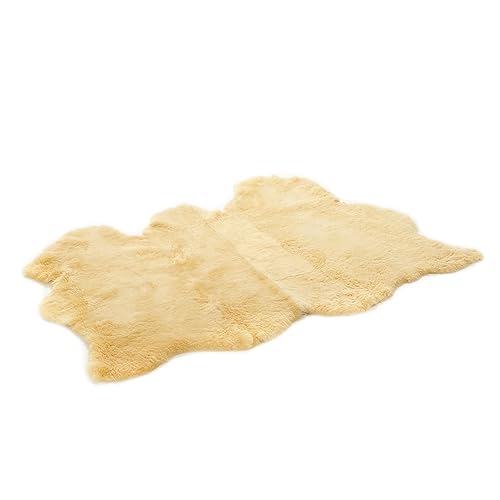 Cakla Lammfell Echt 150 cm x 110 cm, Genäht aus DREI Ledern - Lammfell Teppich - 100% Bio - Schaffell Echt - Dekofell - Schafsfell Felle von Cakla