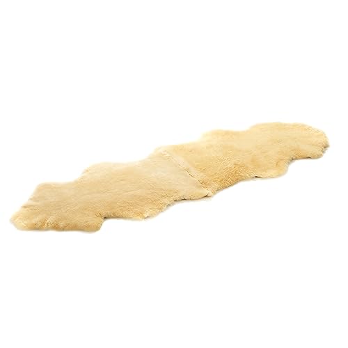 Cakla Lammfell Echt 200-190cm x 65-55 cm aus Zwei Ledern Rückwärts Genäht - Fell für Stühle - Lammfell Teppich - 100% Bio - Schaffell Echt - Dekofell - Schafsfell Felle von Cakla