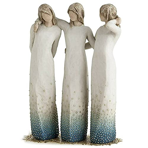 Czkunmik 3 Schwestern Willow Tree Figuren Resin Desktop-Ornament, Gemeißeltes Handbemalte Figur Haus Dekorative Statue Geschenk Für Freunde Schwestern, 12 * 5 * 16Cm, Blau von Cakunmik