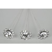 24 Blumenstrauß Pins Corsage Hochzeit Runde Blumenmuster Kristall Strass Diamant von CalCastleCraft