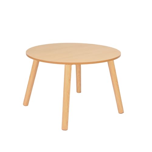 Calager Runder Couchtisch Gartentisch Haushalt Kleine Wohnung Esstisch Einfache Runde Küche Nordischer Stil Esszimmertisch mit glatter Oberfläche, 4 Holzbeine (Gelb) von Calager