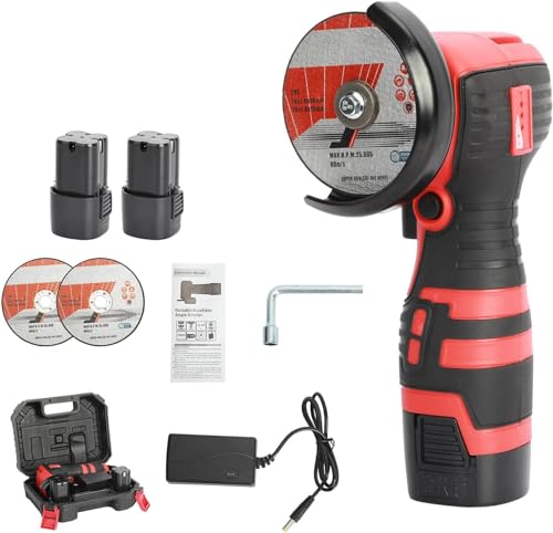 Calager 18V Akku-Winkelschleifer, 550W Mini-Schleifmaschine Mit 2 Batterien, Elektroschleifwerkzeug Zum Schneiden, Schleifen Und Polieren (Rot) von Calager
