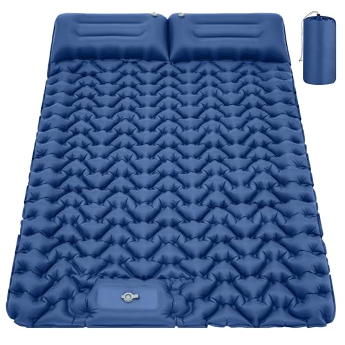 Calanofin Doppel Isomatte für Camping, 50D Aufblasbare 2 Personen Camping Pad mit Kissen Eingebaute Fußpumpe Tragbare Camping Isomatte für Rucksackreisen, Wandern, Roadtrip, Zelt von Calanofin