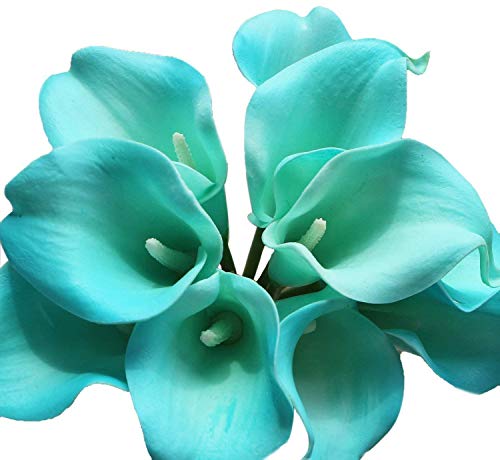 Calcifer® Real Touch Latex Calla Lily Hochzeit Bouquet Blumensträuße (türkis, 20 PCS) von Calcifer