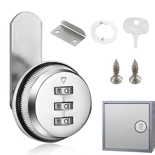 1 Satz Schrank-Codeschlosszungen (Silber-30 mm) 3 Digitales Zahlenschloss Spindschloss Ohne Schlüssel Nocken Schloss Briefkastenschloss für Sicherheitsschubladentüren Werkzeugkästen Schließfächer von Caldamn