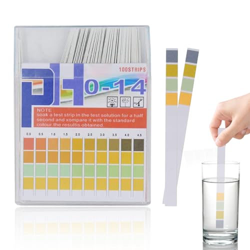 1 Schachtel mit 100 Stück Säure-Base-Testpapier (PH Wert Teststreifen 0-14) Premiumprodukt Großer Testbereich PH Teststreifen Wassertest Testet Ihr Wasser auf Nitrat & Nitrit PH & Alkalinität von Caldamn