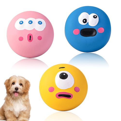 Quietschender Hundeball für Hunde, weiches Latex, für kleine Welpen, hohe Elastizität, Zahnreinigung, 5,5 cm, Rosa, Gelb, Blau, 3 Stück Quietschender Hundeball für Hunde, weiches Latex, für kleine Welpen, hohe Elastizität, Zahnreinigung, 5,5 cm, Rosa, Gelb, Blau, 3 Stück von Caldamn