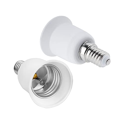2 Stück E14 auf E27 Sockel Konverter, Fassung Adapter für Kleine Edison Schraube zu Große Schraube, Lampensockel Adapter für LED-Lampen, Glühbirnen, Halogen, CFL-Lampen von Caldarax