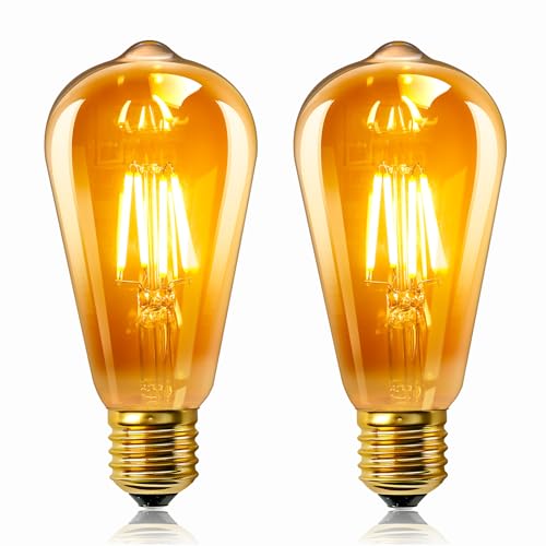 2 Stück E27 LED 4W Edison Vintage Glühbirne 230V, ST64 Vintage Licht Bernstein Glas, Ersetzt 40W Glühlampen, Warmweiß 2200K, 400LM, Nicht Dimmbar, Nostalgische Dekoration für Zuhause, Café, Bar 2 Stück E27 LED 4W Edison Vintage Glühbirne 230V, ST64 Vintage Licht Bernstein Glas, Ersetzt 40W Glühlampen, Warmweiß 2200K, 400LM, Nicht Dimmbar, Nostalgische Dekoration für Zuhause, Café, Bar von Caldarax