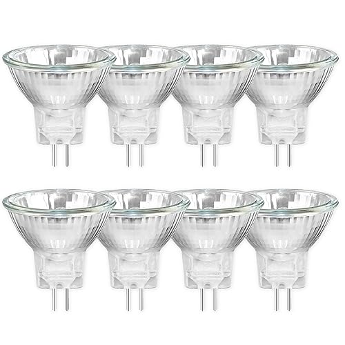 Caldarax 8 Stück MR11 GU4 Halogenlampen Reflektor Leuchtmittel 20W 12V, Warmweiß 2700K, Dimmbar Halogen Spot Strahler, 250LM, 30°Abstrahlwinkel, 35mm*35mm von Caldarax