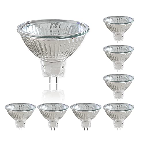 8 Stück MR16 GU5.3 Halogenstrahler 50W 12V, 2700K Warmweiß Dimmbar, 660LM, Halogen Reflektor Glühbirne, GU5.3 Bi-Pin Base, Strahler 36° Abstrahlungswinkel, für Strahler Einbau Schienenbeleuchtung von Caldarax