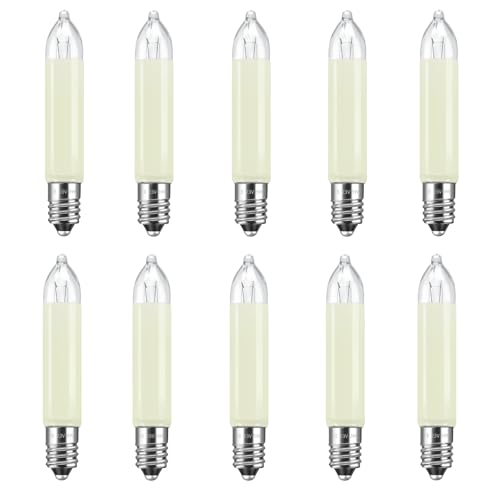 Caldarax 10 Stück E10 23V 3W Ersatzbirnen Schwibbogenlampe Kleinschaftkerze, Warmweiß 2700K, 30LM, Klein Schaftkerzen für 10 Schwibbogen, für Lichterketten, Schwibbogen, Weihnachtsbaum Caldarax 10 Stück E10 23V 3W Ersatzbirnen Schwibbogenlampe Kleinschaftkerze, Warmweiß 2700K, 30LM, Klein Schaftkerzen für 10 Schwibbogen, für Lichterketten, Schwibbogen, Weihnachtsbaum von Caldarax