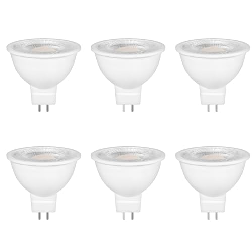 6 Stück GU5.3 MR16 LED 5W Lampe 12V, Ersetzt 50W Halogenlampe Spot Strahler, 2700K Warmweiß LED Leuchtmittel, 500Lm, 38° Abstrahlwinkel, AC/DC 12V LED Spot MR16, Nicht Dimmbar von Caldarax