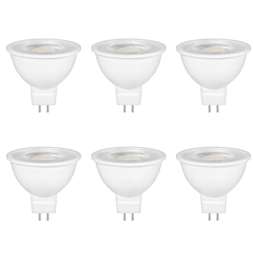 6 Stück GU5.3 MR16 LED 5W Lampe 12V, Ersetzt 50W Halogenlampe Spot Strahler, 4000K Neutralweiß LED Leuchtmittel, 500Lm, 38° Abstrahlwinkel, AC/DC 12V LED Spot MR16, Nicht Dimmbar von Caldarax
