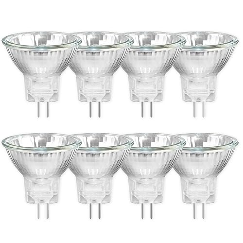 Caldarax 8 Stück MR11 GU4 Halogenlampen Reflektor Leuchtmittel 10W 12V, Warmweiß 2800K, Dimmbar Halogen Spot Strahler, 150LM, 30°Abstrahlwinkel, 35mm*35mm von Caldarax